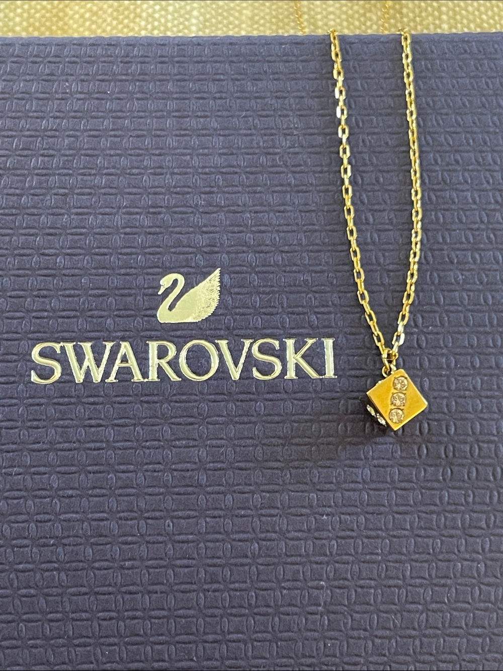 Swarovski Gold-Tone Crystal Dice Necklace